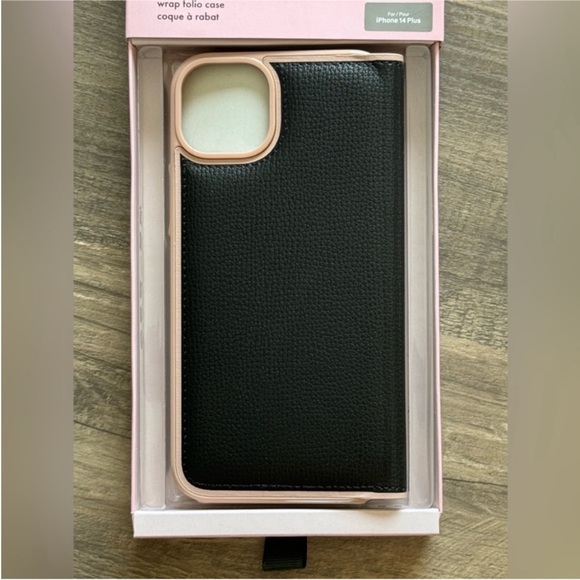 Kate Spade Wrap Folio Wallet Case IPhone 14 Plus Black New! - Picture 7 of 14